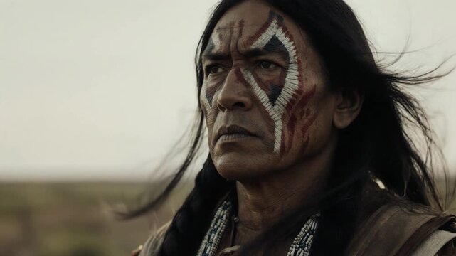 Comanche Native American Portrait in Traditional Clothing