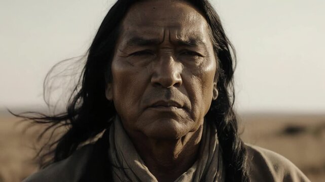 Comanche Native American Portrait in Traditional Clothing