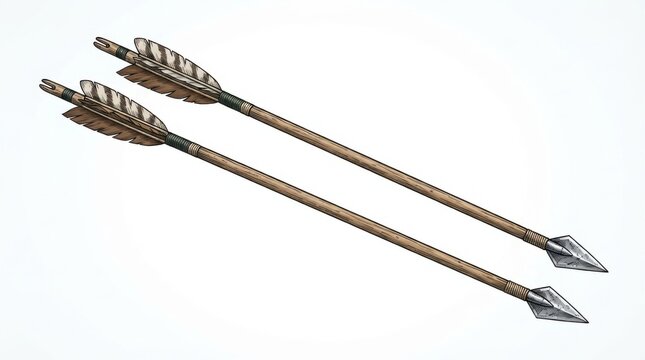 Two arrows positioned diagonally for target practice or hunting