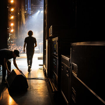 Performer walking onstage from a dark wing