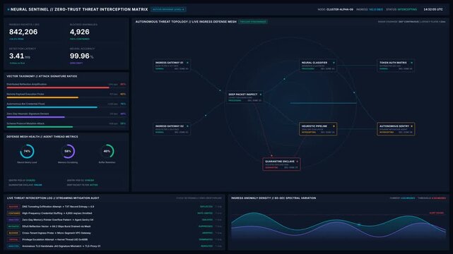 Advanced cyber security interface for real time threat intelligence matrix network traffic analysis, for digital defense, system monitoring, data protection, modern software development