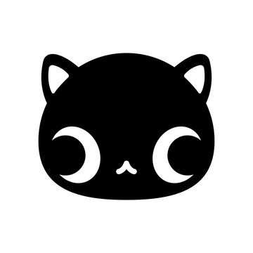 Funny cat face illustration. Vector hand drawn cute derpy silly cross eyed kitten