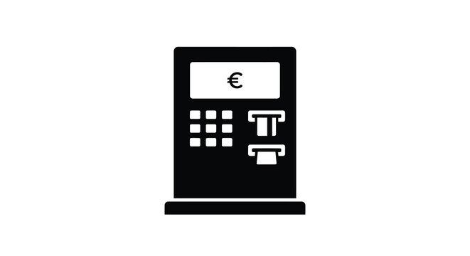 Automated teller machine silhouette on a white background