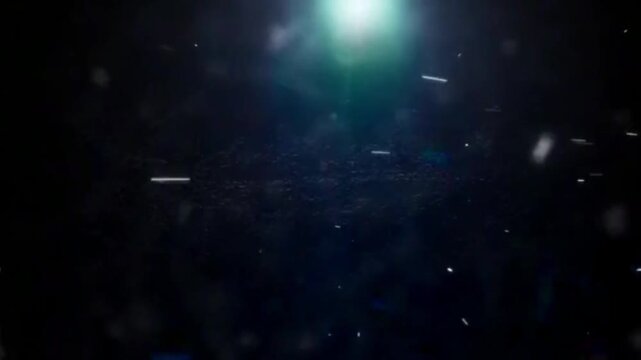 The abstract blue light star in the black background.