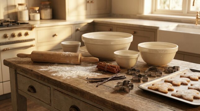 Rustic Holiday Cookie Baking Scene
