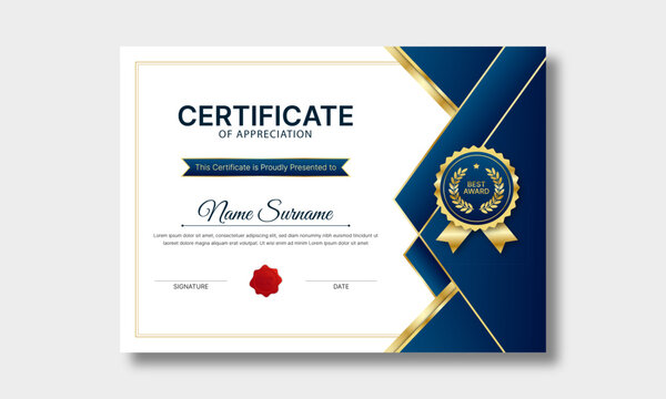 Certificate design, modern luxury certificate template for diploma, award and appreciation	