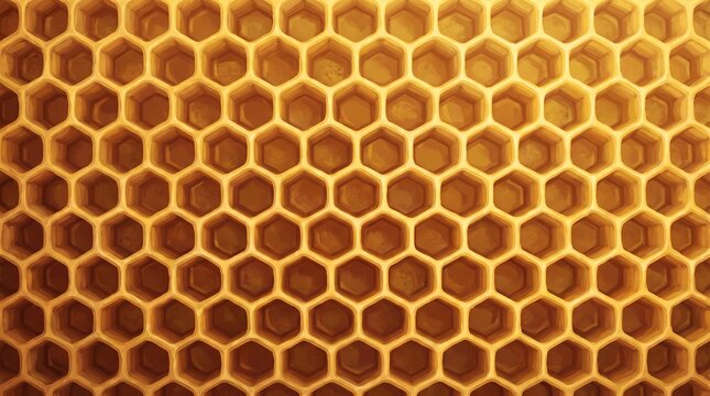 Golden honeycomb pattern background, natural bee wax texture, geometric hexagonal structure for organic food branding and wellness design