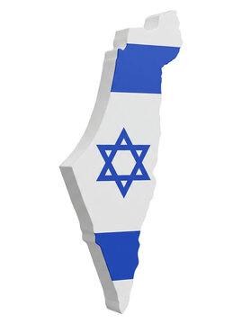 Israel Country Map Silhouette Filled With National Flag 3D