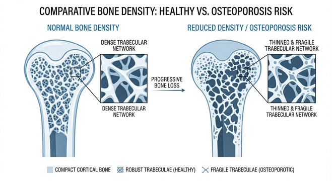 Bone Density Loss Osteoporosis Risk Menopause Illustration
