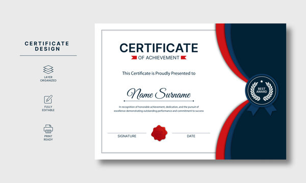 Modern certificate of appreciation design template for diploma and award