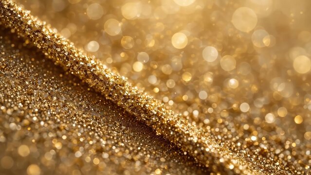 Golden Glitter Sparkle Abstract Background with Bokeh Lights.