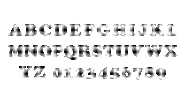 Pixelated Block Style Alphabet Letters and Numbers Display