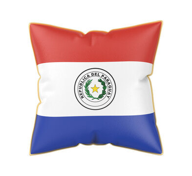Pillow with the flag of Paraguay on transparent background