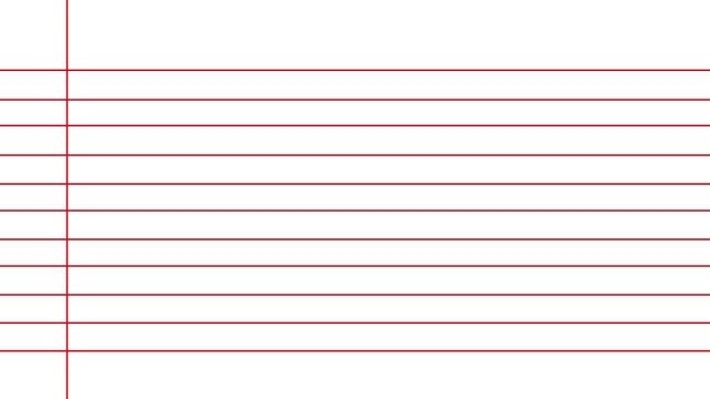 Blank white worksheet exercise book, lined notebook paper, Motion graphics of blank page icon