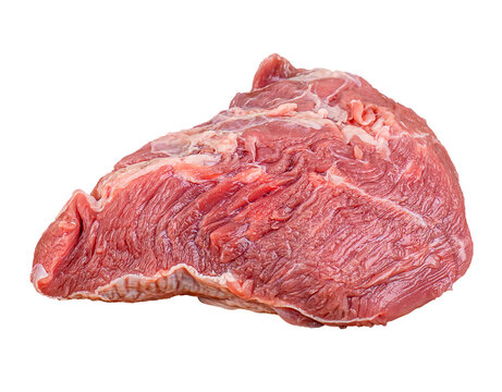 Large piece of fresh raw red beef meat cutout isolated on a transparent background