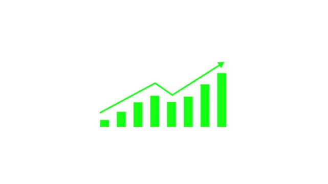Motion animated footage. Statistics bars columns growth, arrow up. Finance, Bar graph going up, Profit concept, positive increase chart. Motion graphics of business graph concept