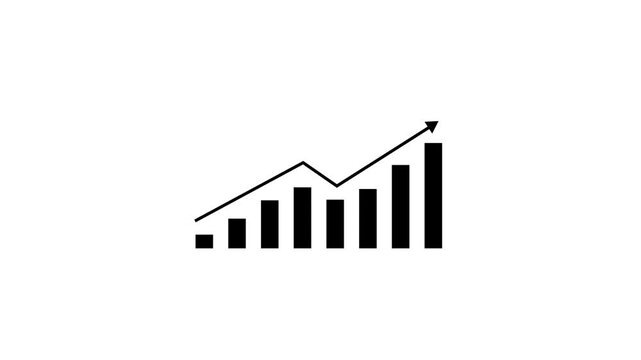 Motion animated footage. Statistics bars columns growth, arrow up. Finance, Bar graph going up, Profit concept, positive increase chart. Motion graphics of business graph concept