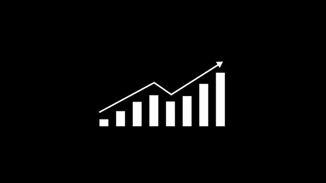 Motion animated footage. Statistics bars columns growth, arrow up. Finance, Bar graph going up, Profit concept, positive increase chart. Motion graphics of business graph concept