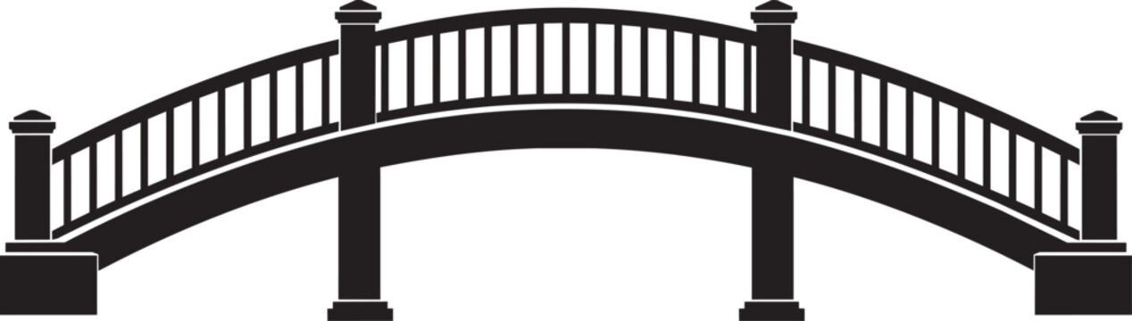 arched bridge silhouette with railing and architectural structure vector illustration.