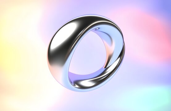 Shiny metallic ring shape with gradient light reflection design effect