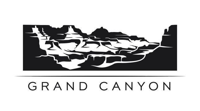 Grand Canyon landscape silhouette with layered rock formations