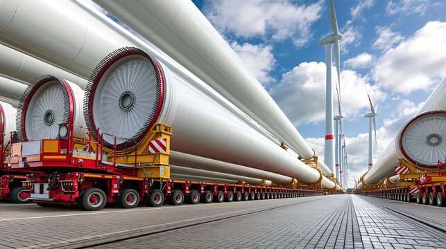 Large Wind Turbine Blades Being Transported by Truck