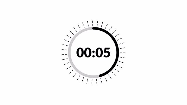 10 second countdown animation from 10 seconds to 0 seconds on a transparent background. 10 second to 0 second countdown timer, 4k video.