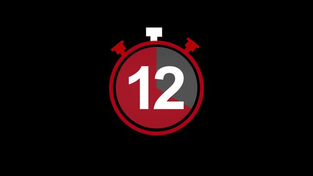 15 seconds countdown, Analog of simple clean timer motion graphic with text numbers, pause exercise, animated icon on a black background. timer animation from 15 seconds to 0 seconds. 4k