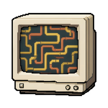 Pixel Art CRT Monitor Maze Screen Icon