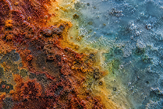 Ultra Realistic Macro Photograph of Electrochemical Redox Gradient Across Reactive Interface