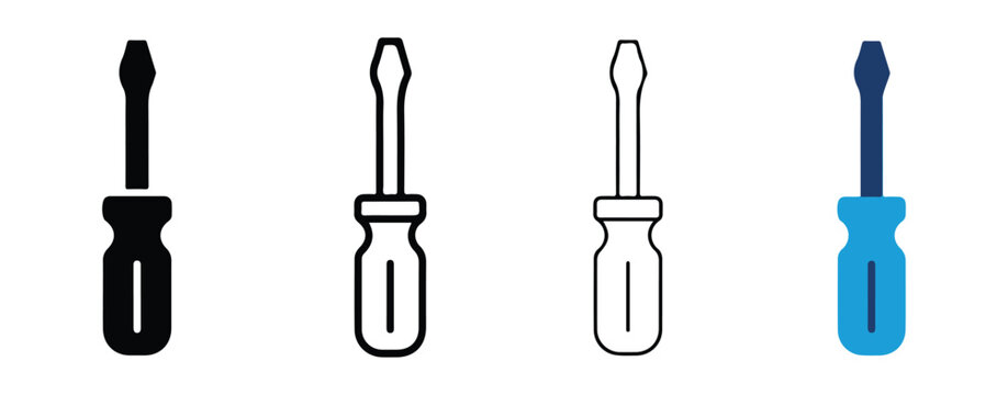screwdrivers with various handle designs isolated on transparent background