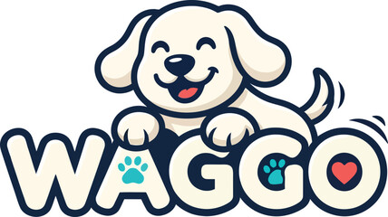 Obraz premium Waggo cute puppy dog mascot logo vector design