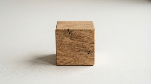 Wooden cube isolated on white background
