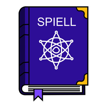 Mystical Purple Spellbook Illustration with Sacred Geometry Symbol
