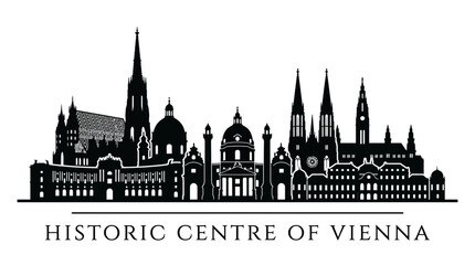 Fototapeta premium Historic Vienna city skyline and cathedral silhouette.