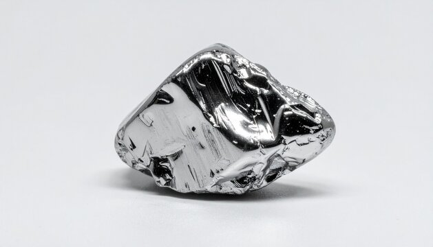 Polished Platinum Nugget Rare Metal Specimen Isolated on White