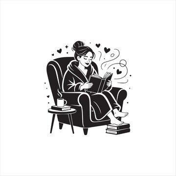 Peaceful Woman Reading in Comfortable Chair