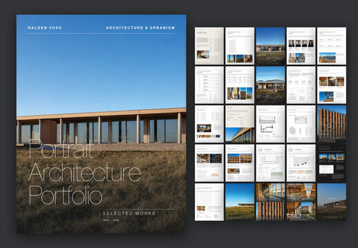 Portrait Architecture Portfolio Template, Architect Project Proposal, Case Study & Book Layouts