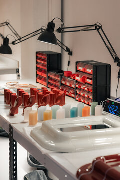 Designer workshop with product prototypes