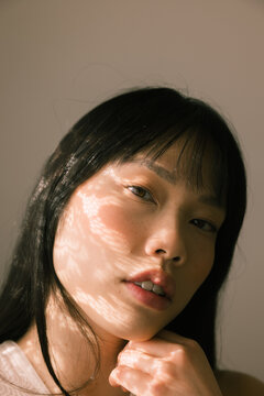 Close Portrait With Patterned Light