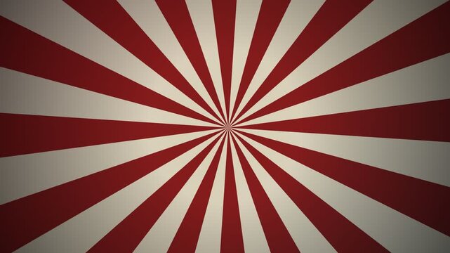 Vibrant rays emanate from the central point of this classic vintage graphic pattern that features bold repeating crimson and cream stripes to evoke a sense of nostalgic energy in every viewer