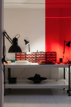 Workspace With Tools and Storage in a Simple Setup