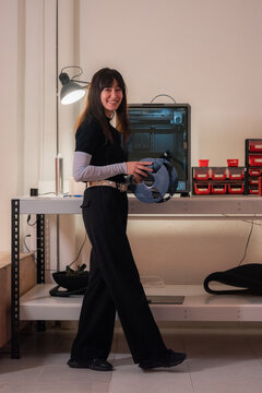 Woman walking near 3d printer