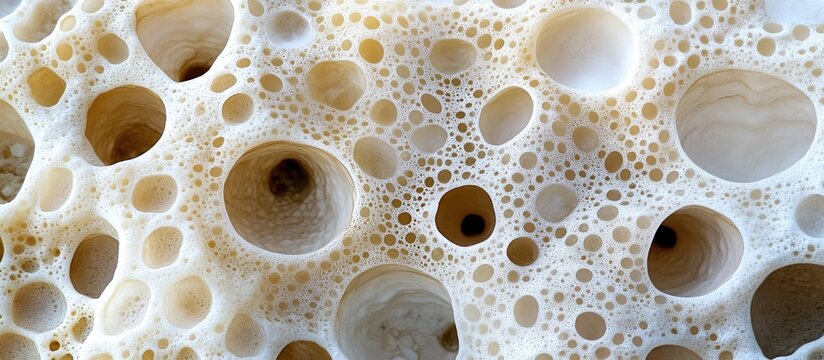Macro Detailed View of Natural White Porous Sea Sponge Texture with Organic Cellular Holes