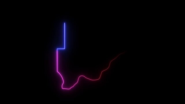 Botswana map outline with glowing neon light effect isolated on a black background motion graphic