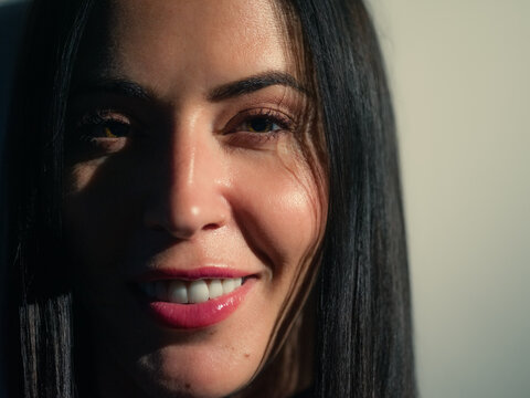 Smiling woman closeup portrait