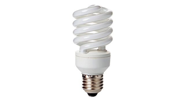 White energy saving spiral fluorescent light bulb isolated electrical hardware equipment