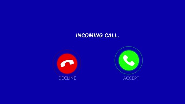 Incoming call UI animation on background. Animation of phone call icon, Incoming call ring icon background. Phone ring sign Animation.