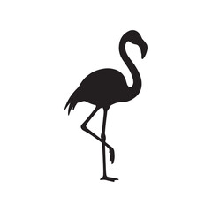 Fototapeta premium Flamingo silhouette on one leg during a simple graphic design with minimal detail for advertising