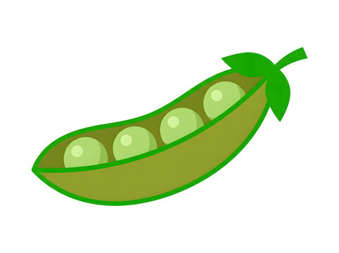 Fresh green pea pod with peas inside isolated on transparent background